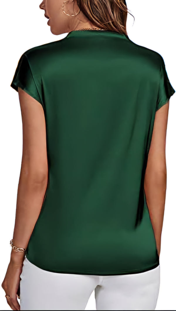 Flattering Wrap-Style Satin Blouse