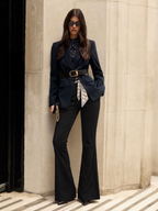 Scarf-Belt Flared Trousers
