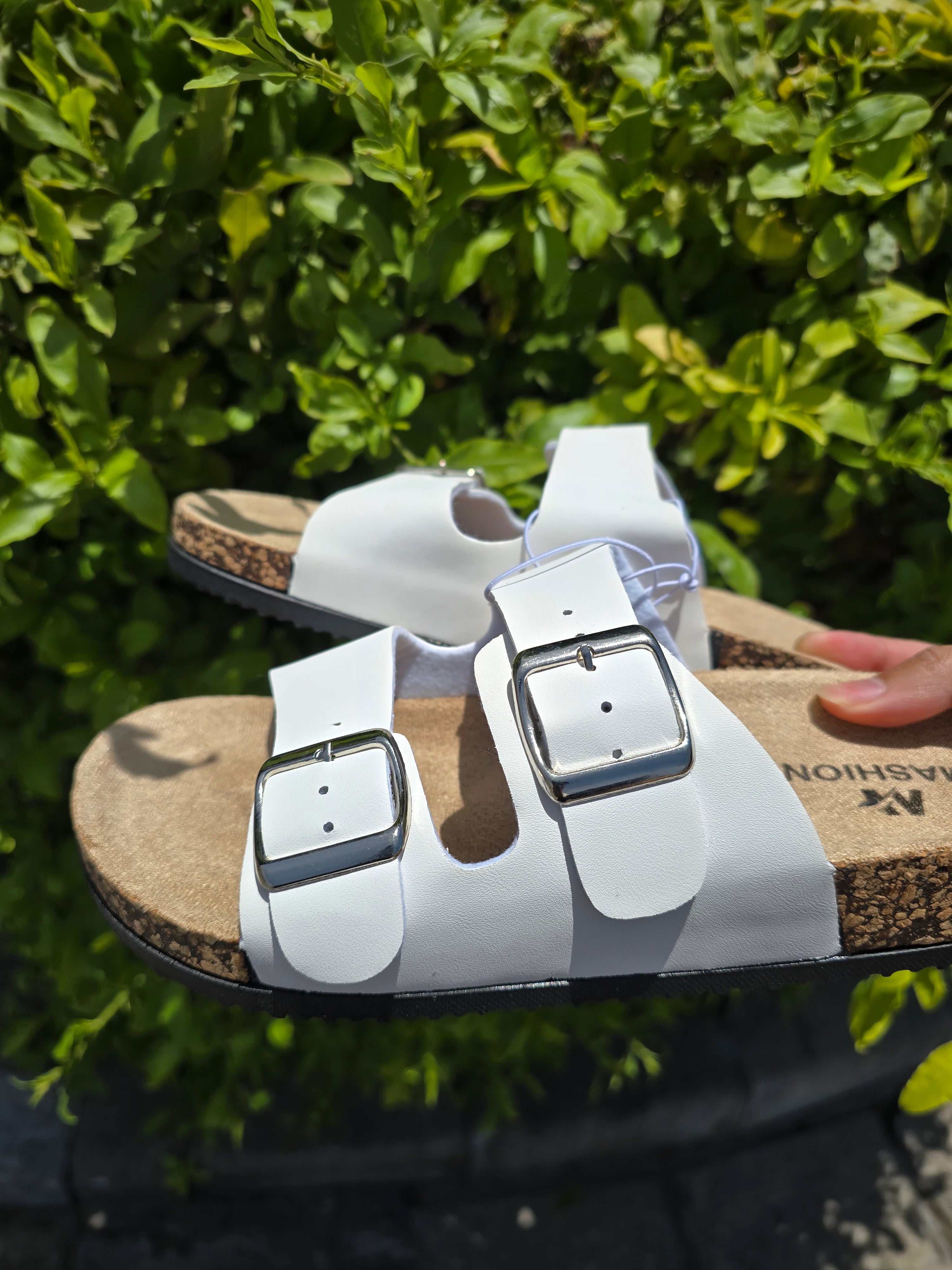 Double Buckle Cork Footbed Sandals