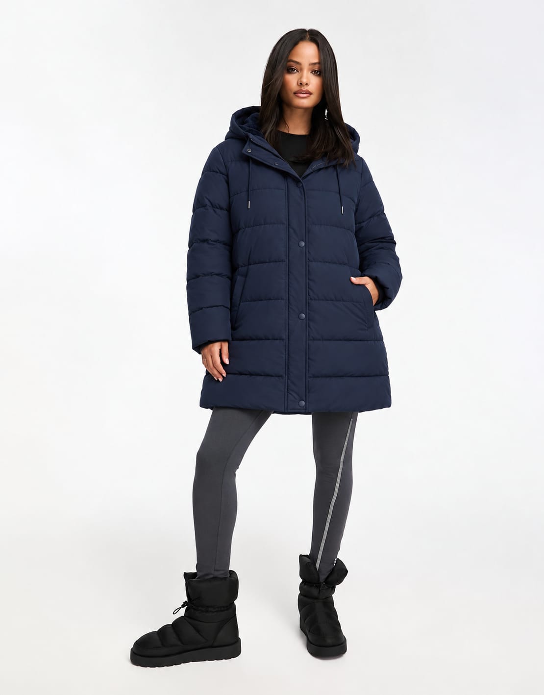 Warm Weatherproof Midi Length Puffer Coat