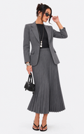 Tailored Blazer & Pleated Skirt Set
