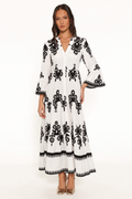 Ornamental Print Tiered Maxi Dress