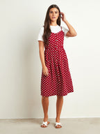 Polka Dot & Daisy Print Button Front Cami Dress