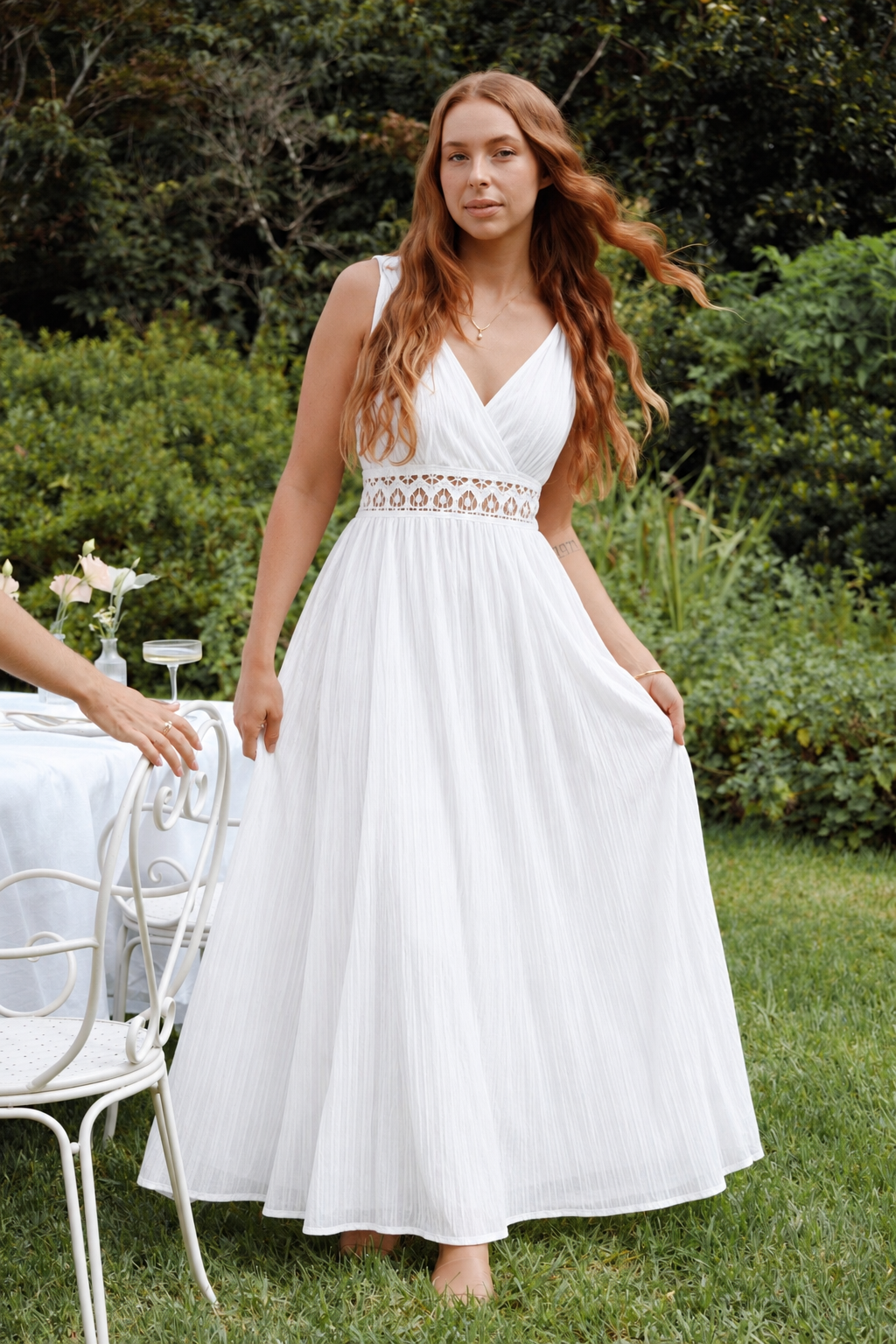 Crochet-Waist Wrap Ankle Dress