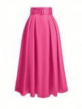 High-Waist Belted A-Line Maxi Skirt – Elegant Flowy Style