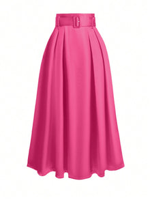 High-Waist Belted A-Line Maxi Skirt – Elegant Flowy Style