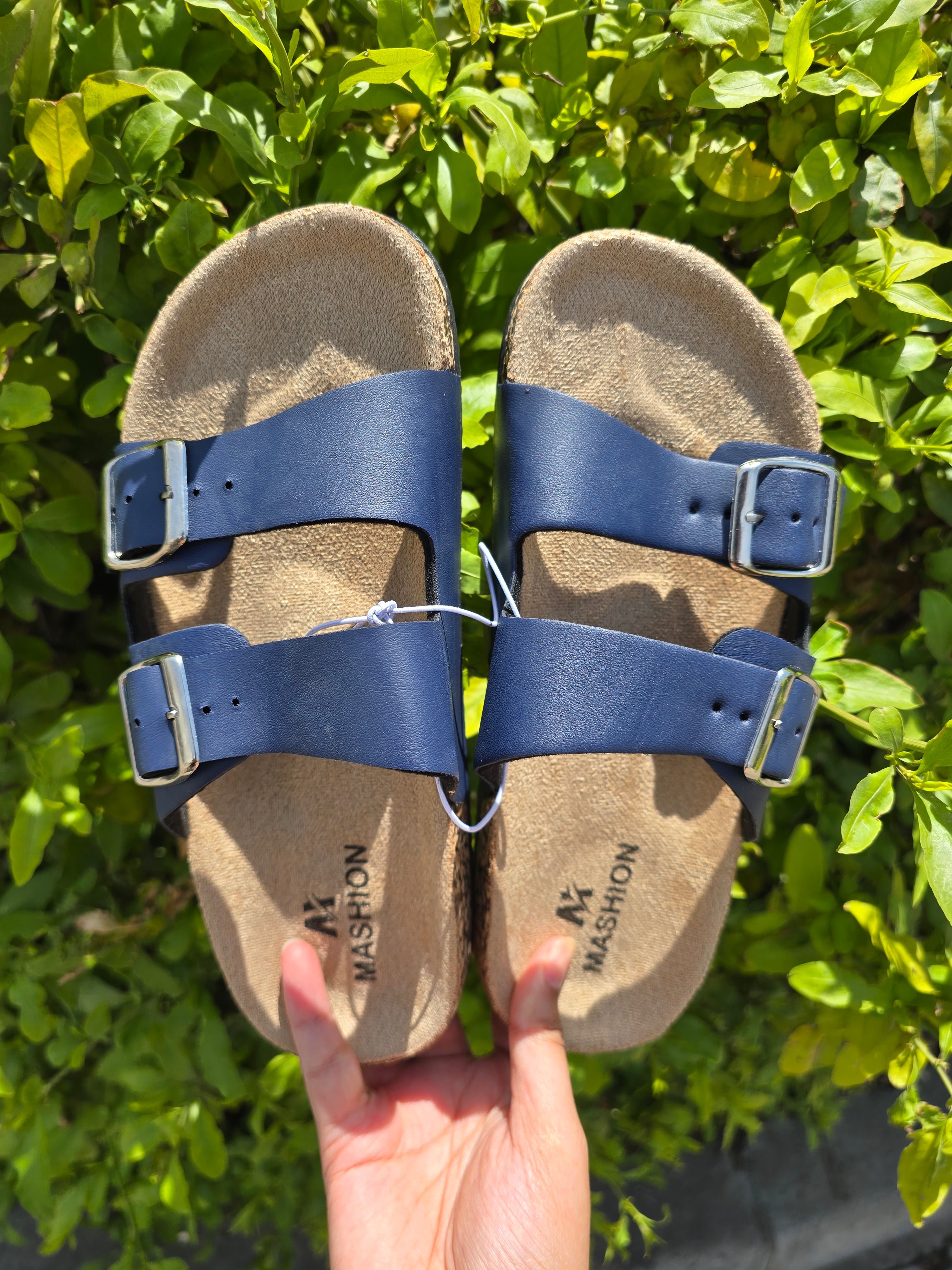 Double Buckle Cork Footbed Sandals