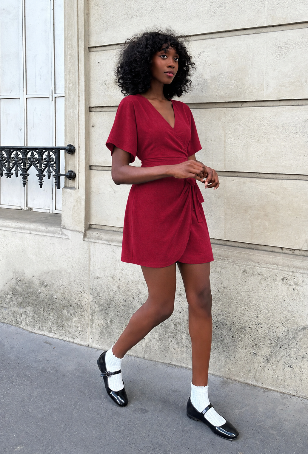 Wrap-Front Mini Skort Summer Dress