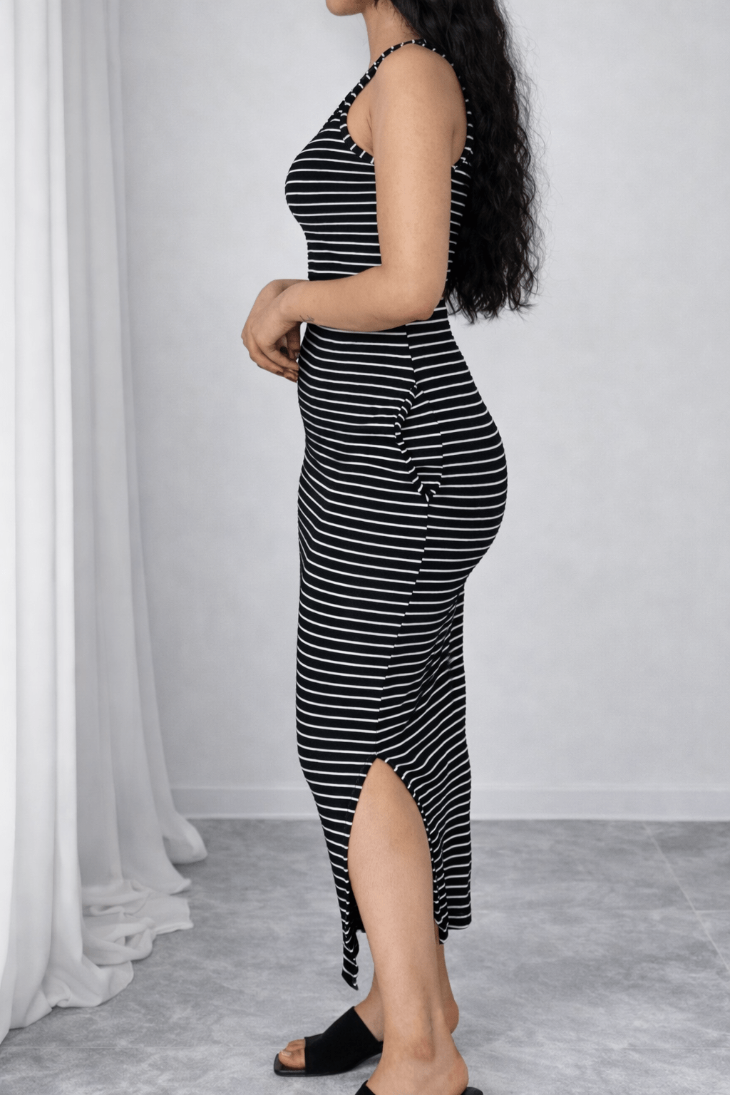 Striped Sleeveless Crop Top & Maxi Skirt Set