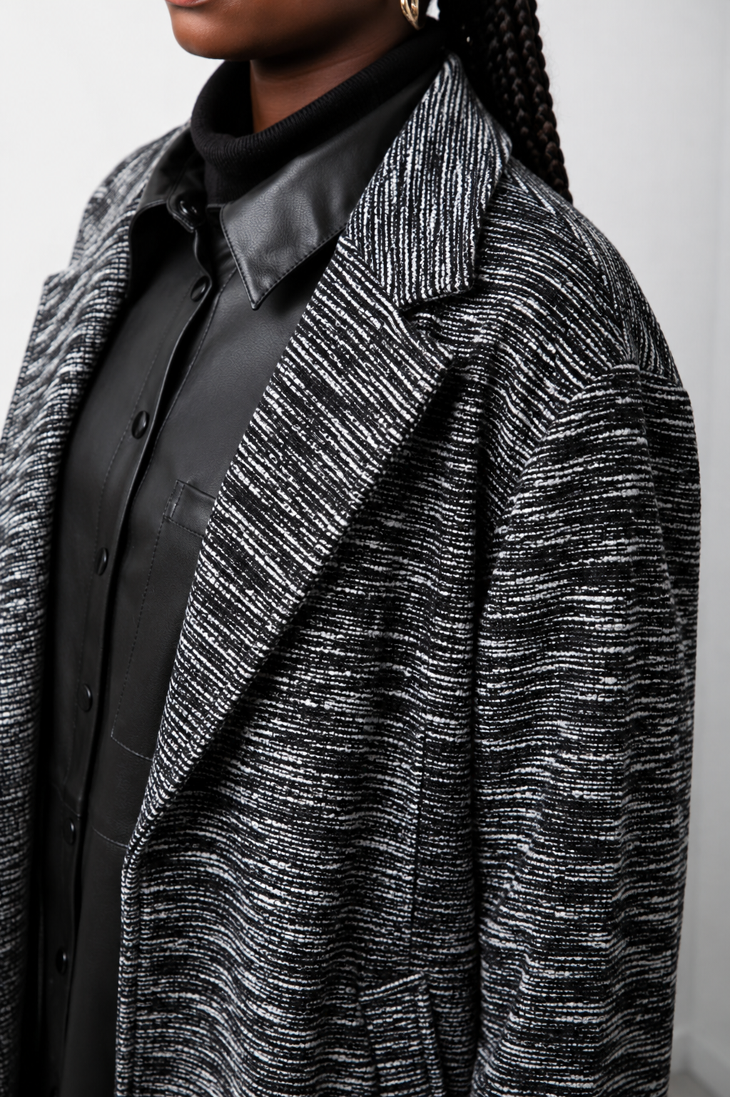 Elegant Textured Longline Winter Coat