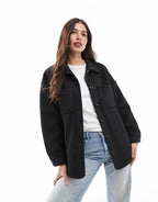 Oversized Button Up Knit Shirt Jacket