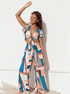 Abstract Wrap  Women's Top and Trouser Set