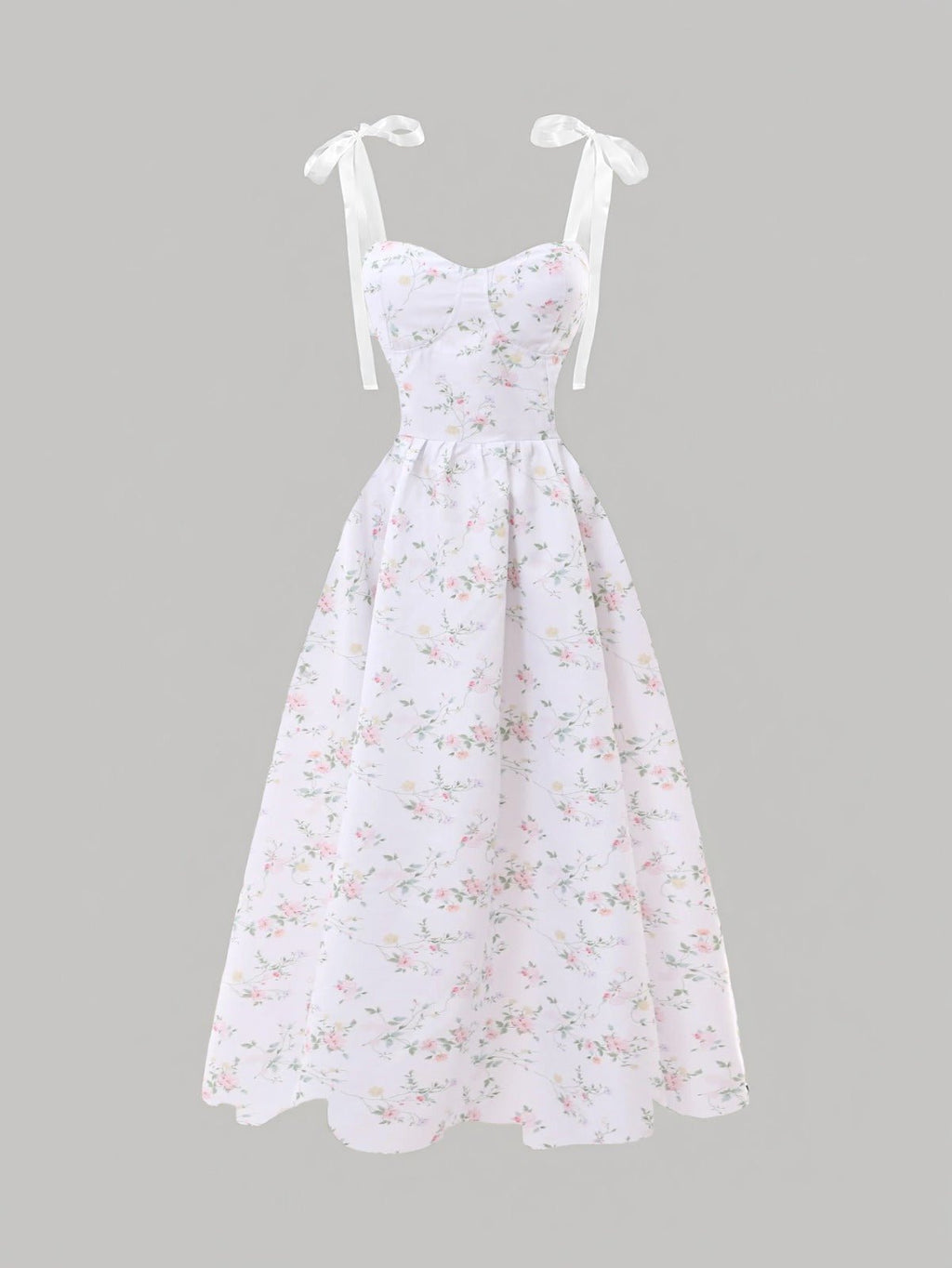 Floral Tie-Strap Maxi Dress – Sweetheart Neck Summer Style