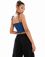 Smocked Ruffle Tie-Strap Crop Top