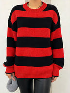 Oversized Striped Chunky Knit Sweater for Women