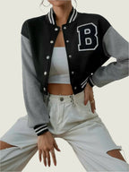 Cropped Baseball Alphabet Jacket