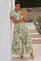 One Shoulder Maxi Floral Dress