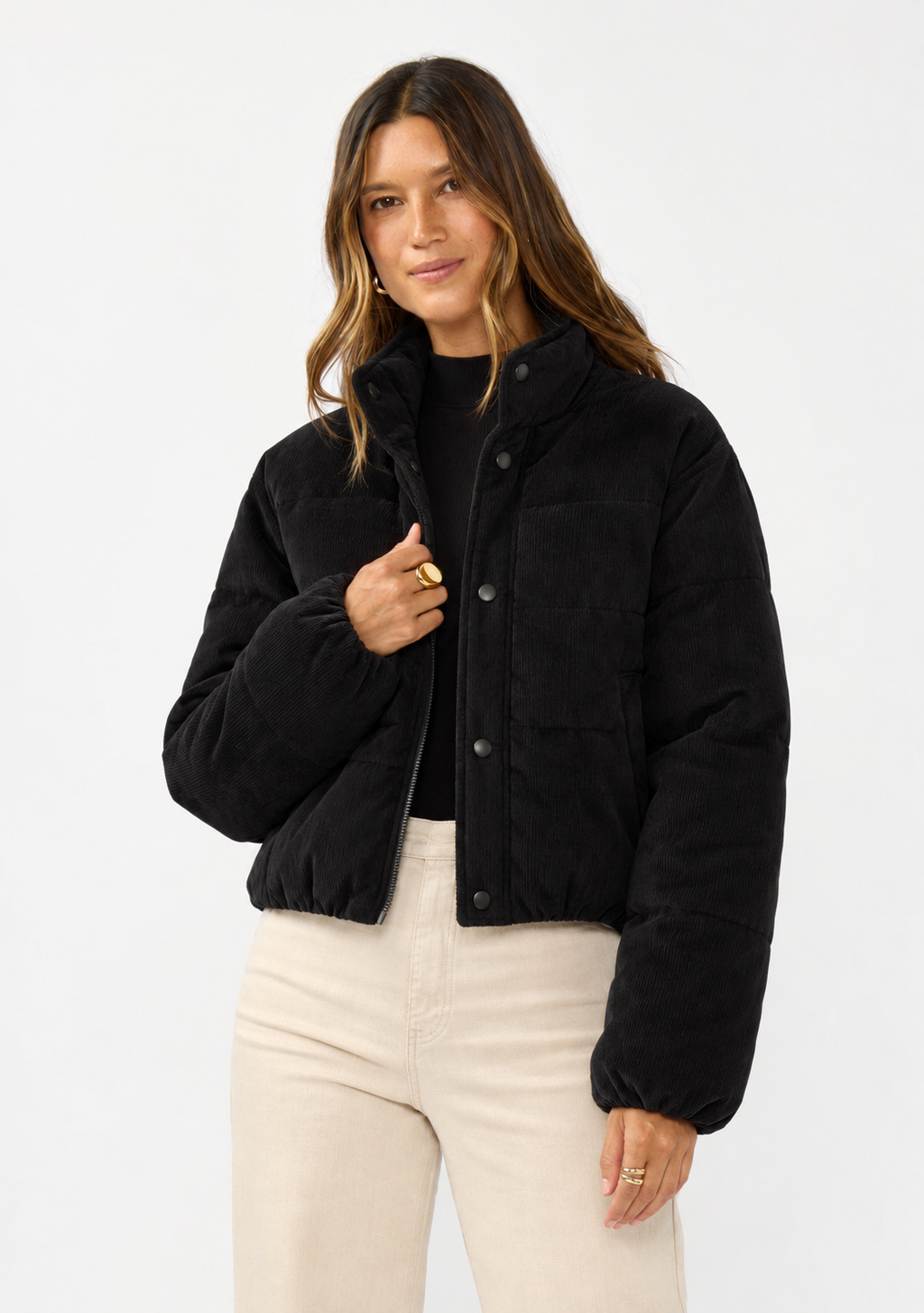 Corduroy Crop Padded Jacket