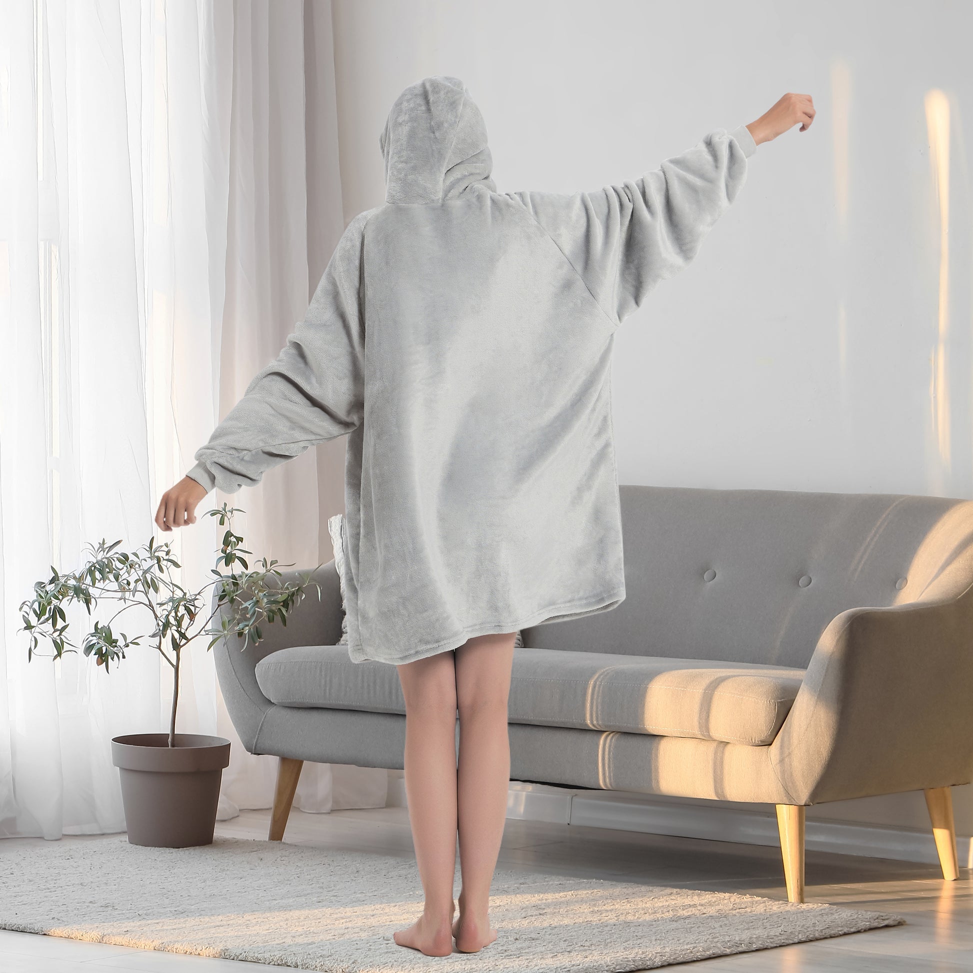 Cozy Hooded Thick Fleece Sweatshirt Dress