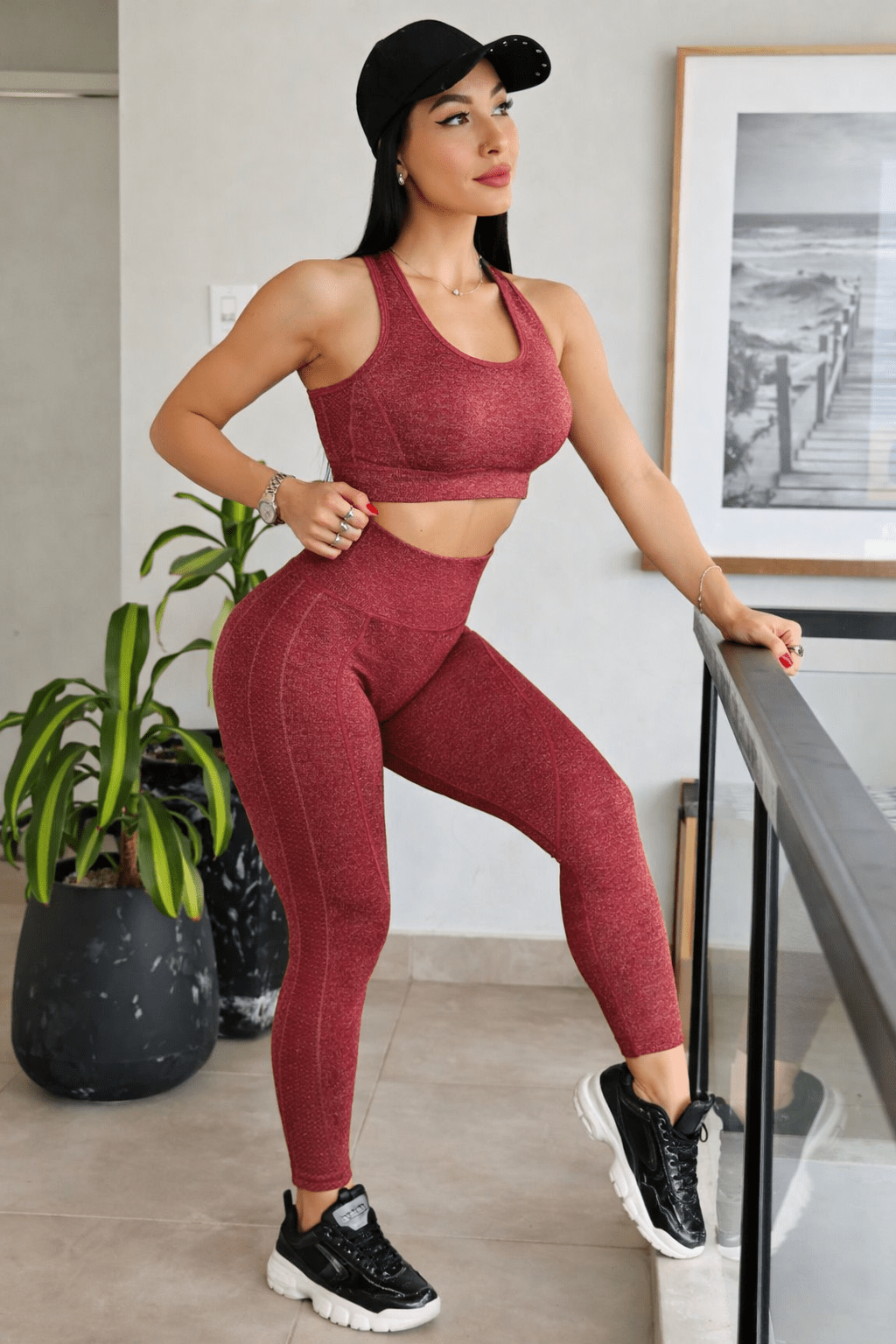 2PCS Workout Legging & Racerback Crop Top Set