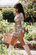 Tropical Bloom Ruched Mini Skirt Set
