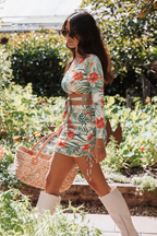 Tropical Bloom Ruched Mini Skirt Set
