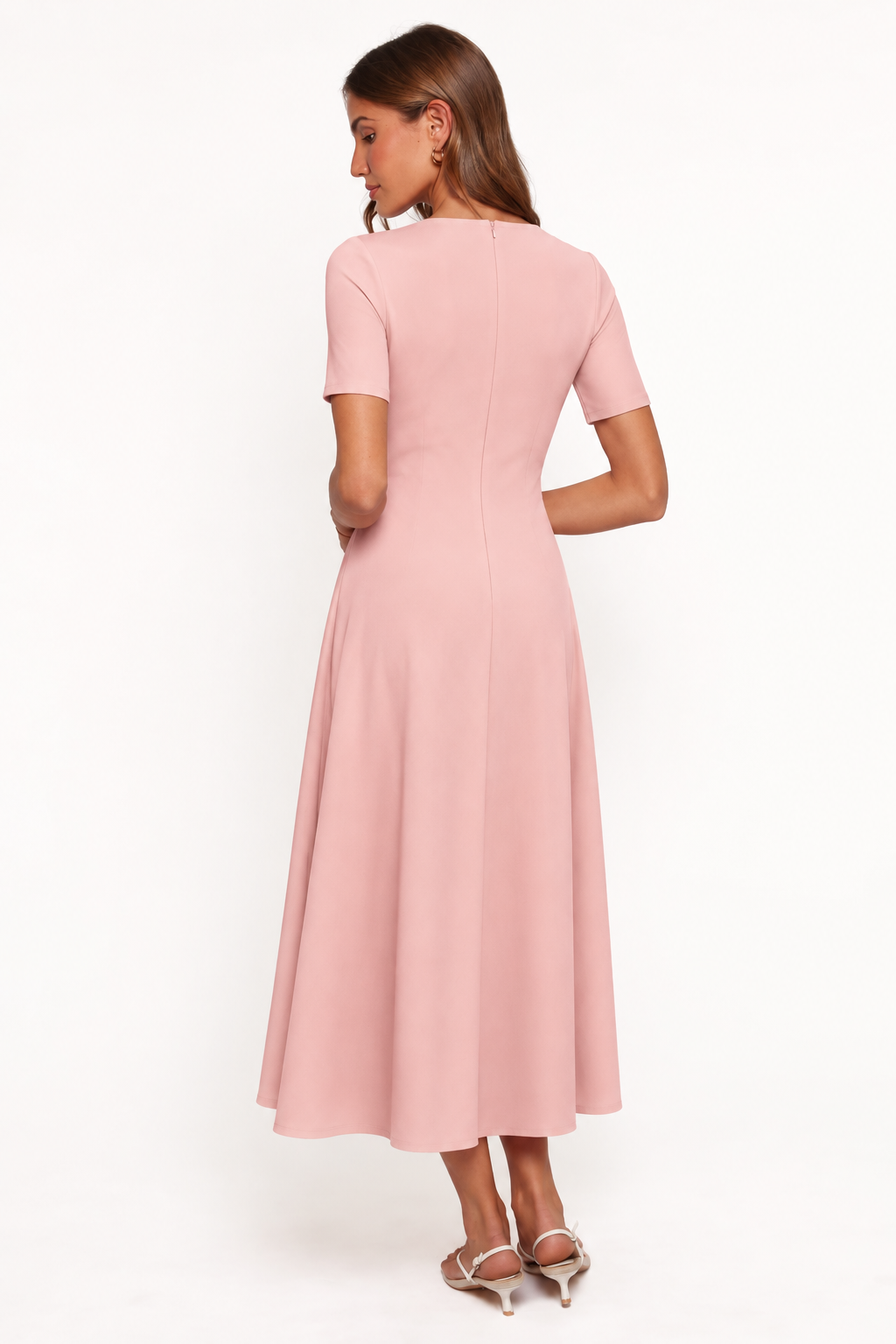 Adjustable Ruched Short-Sleeve Maxi Dress