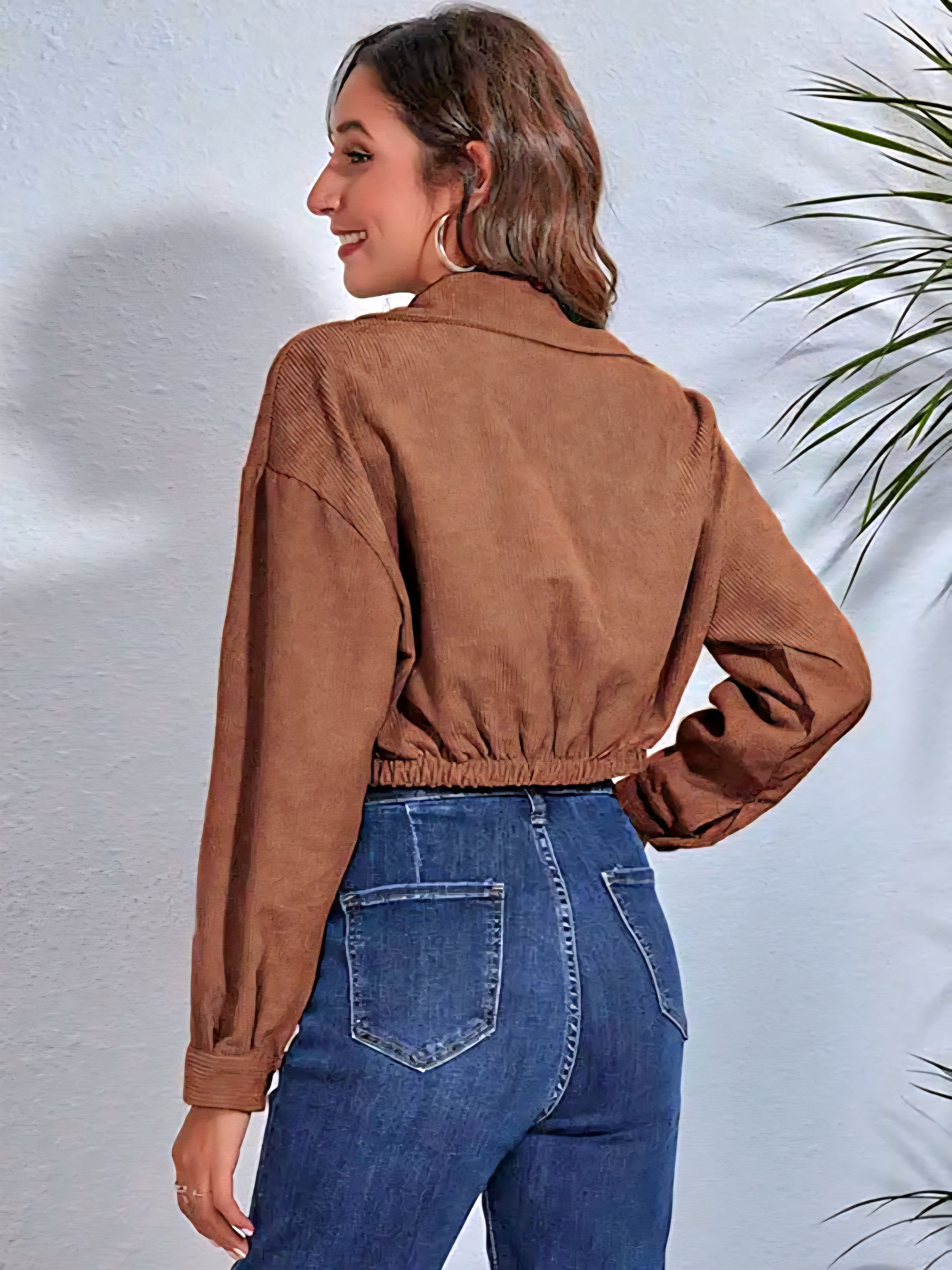 Cropped Thin Jacket Coat Corduroy Jacket