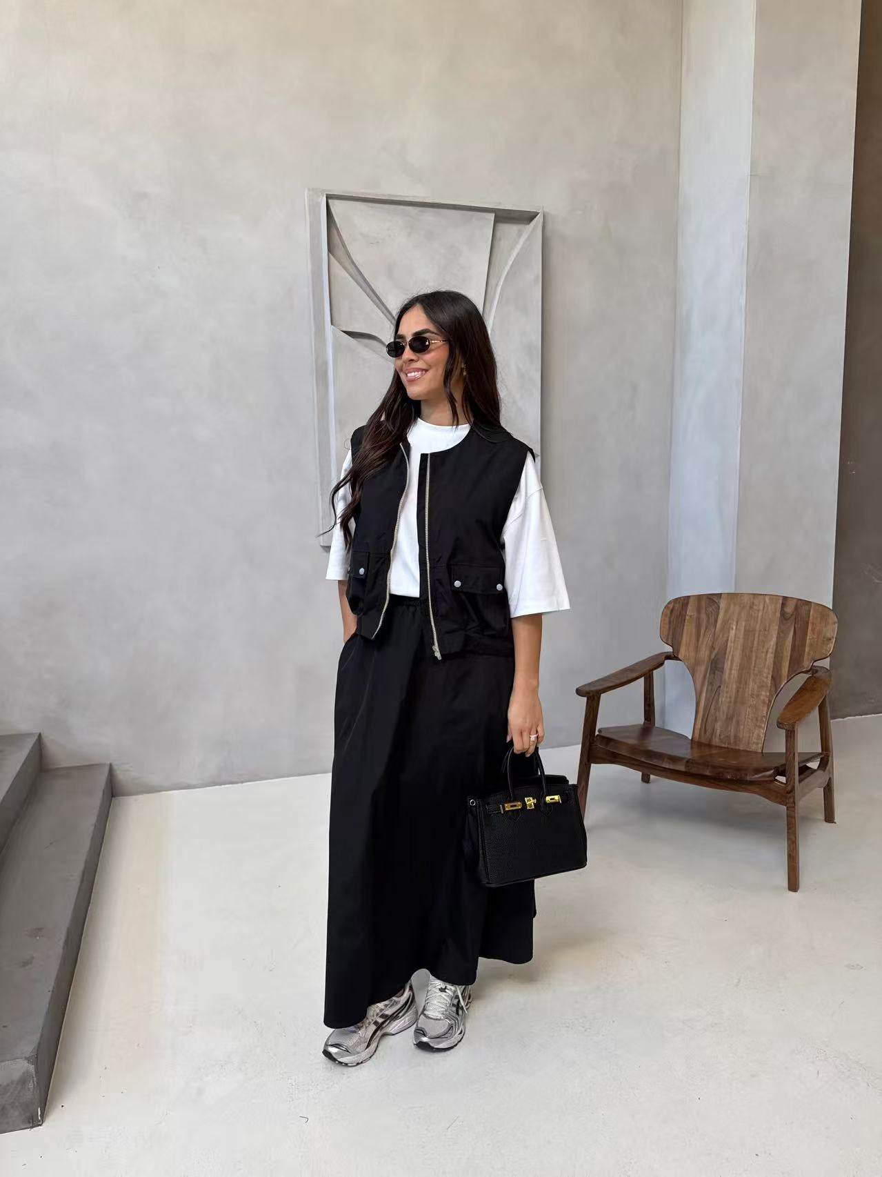 Utility Vest & Maxi Skirt Co-Ord Set – 2 Piece Outfit