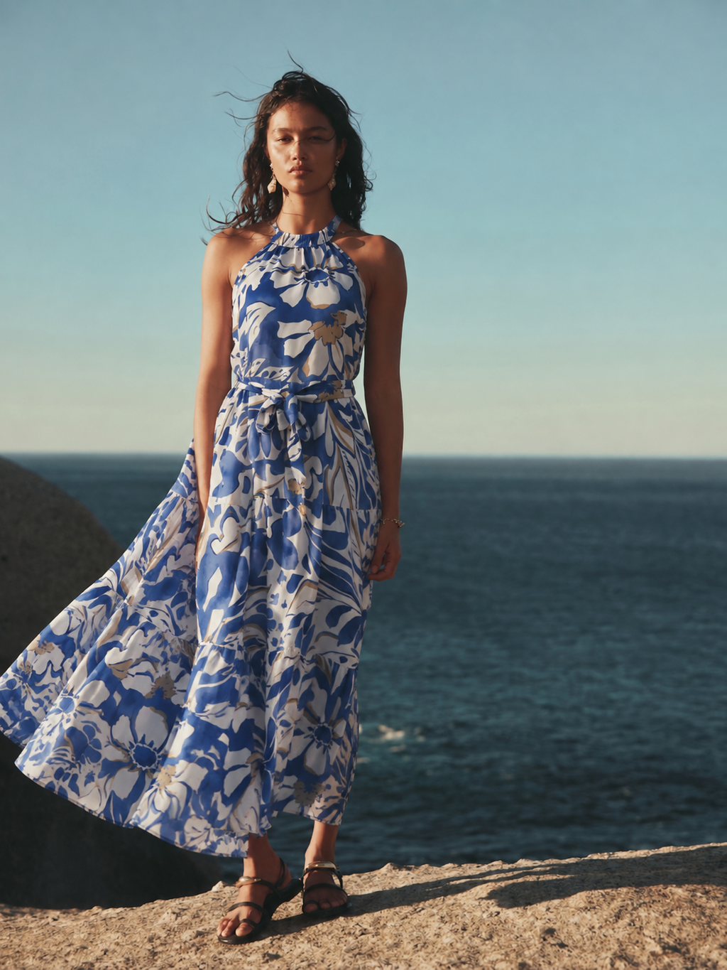 Women's Floral Halter Maxi Dress