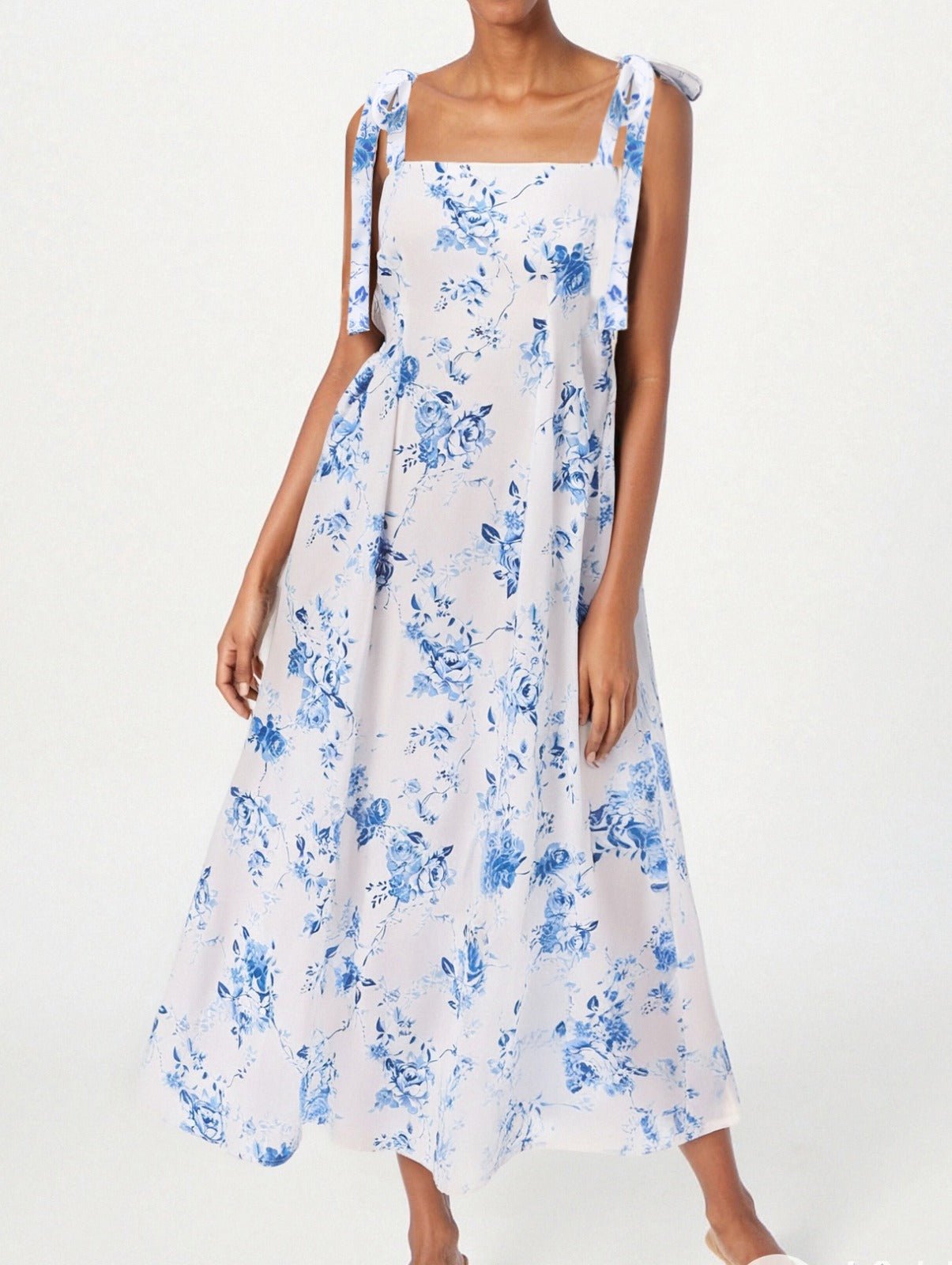 Tie Strap Floral Midi Dress