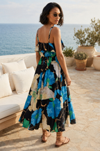 Tropical Escape Ruffle Floral Maxi Dress