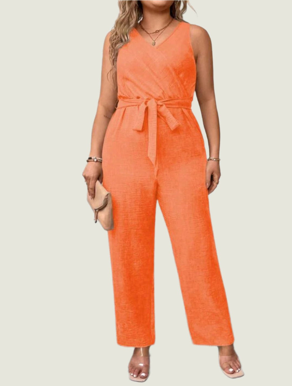 Sleeveless Belted Jumpsuit 
