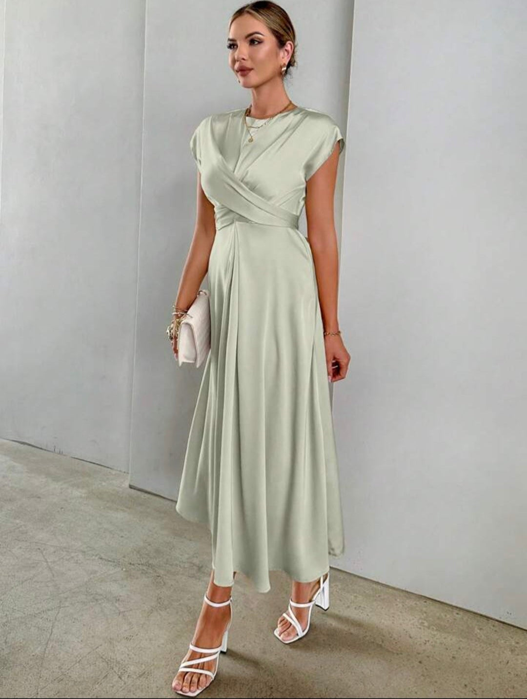 Silky Satin Wrap Dress - Elegant & Flowy