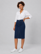 Fitted Knee-Length High-Waisted Denim Skirt DYQ-379