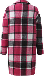 Plaid Wool Blend Coat – Classic Tailored Long Winter Jacket