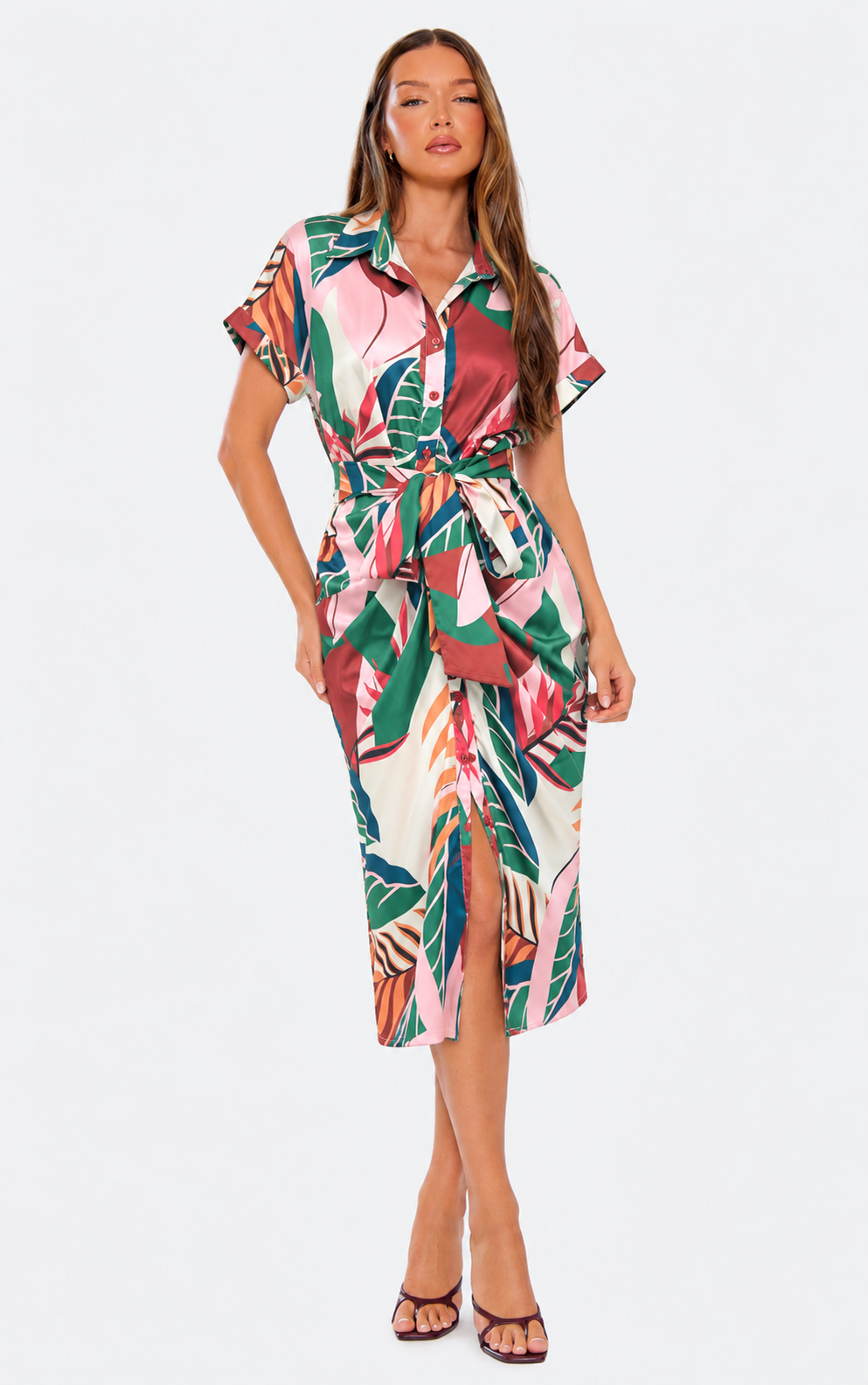 Artisan Print Self-Belt Dress