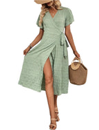 Flattering Side Knot Wrap Elegant Dress