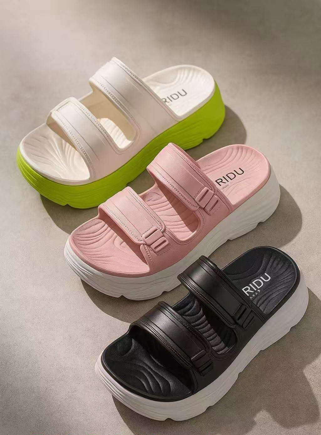 Double Strap Platform Comfort Slides