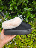 Women’s Faux Fur Platform Slippers – Cozy Winter Slip-On Shoes