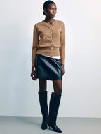 classic Metal Button Decorated Knit Cardigan