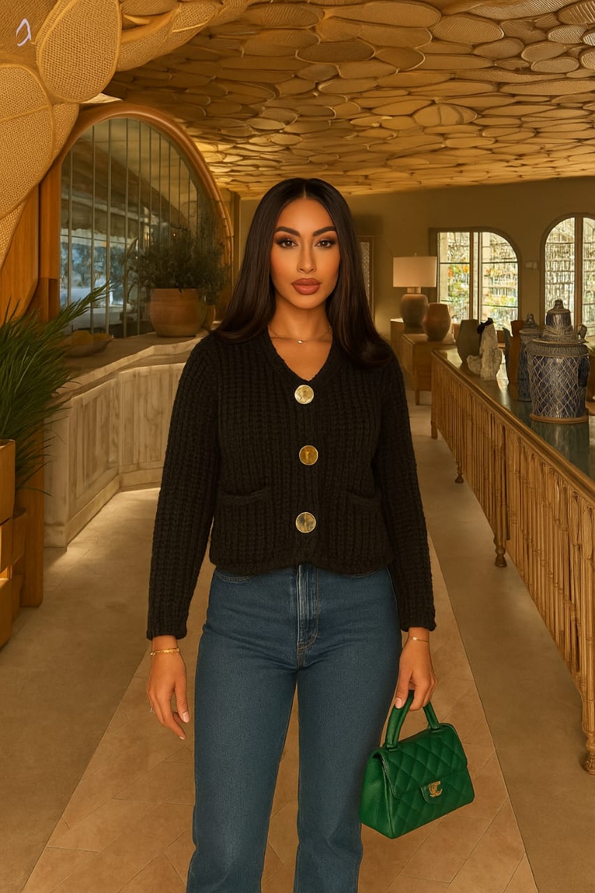 Chunky Knit Button Cardigan with Front Pockets