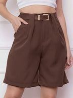 High-Waist Tailored Pleated Shorts