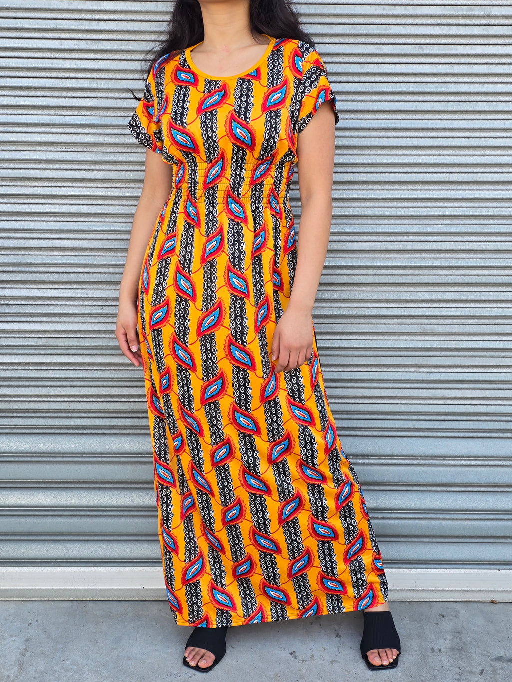 Feather pattern maxi dress