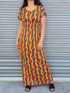 Feather pattern maxi dress
