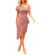 Chic Ruffled One-Shoulder Dress – Classy Wrap Hem Design