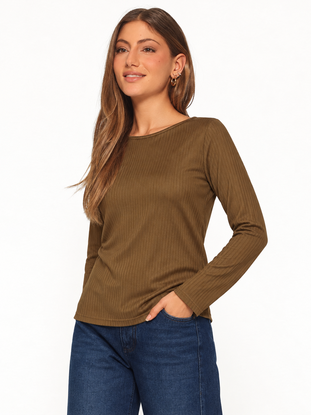 Brown Backless Lace Up T-Shirt Top
