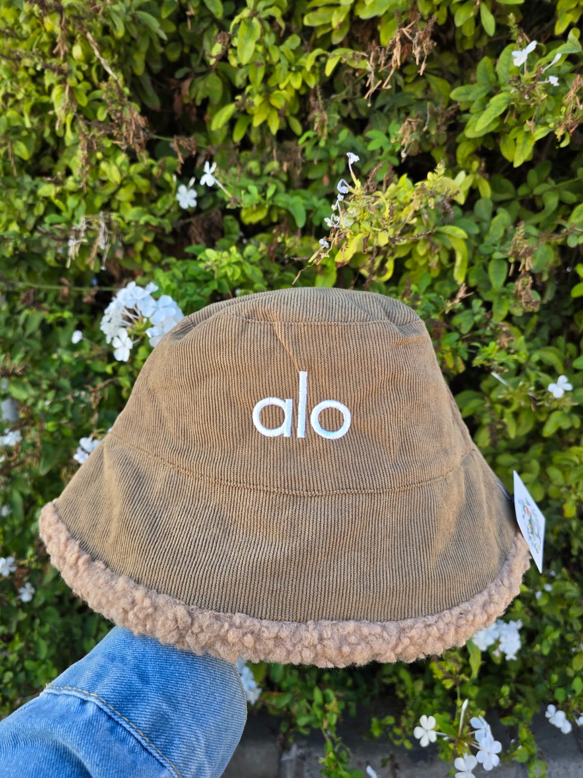 Plush Corduroy Bucket Hat with Fleece Trim