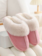 Faux Fur Trim Slippers – Ultra Soft Cozy Slip-On Shoes