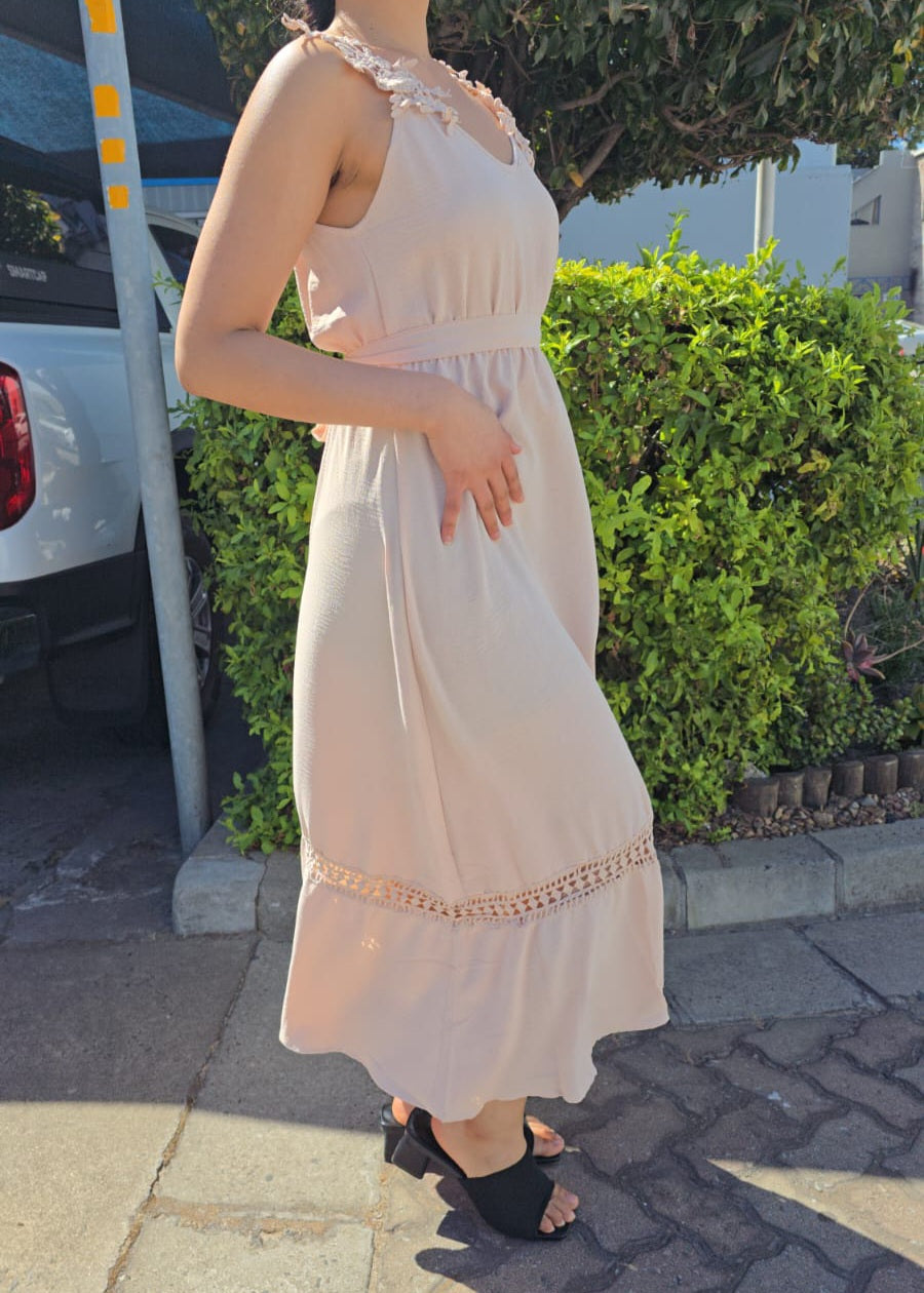 Floral Strap Belted Maxi Dress